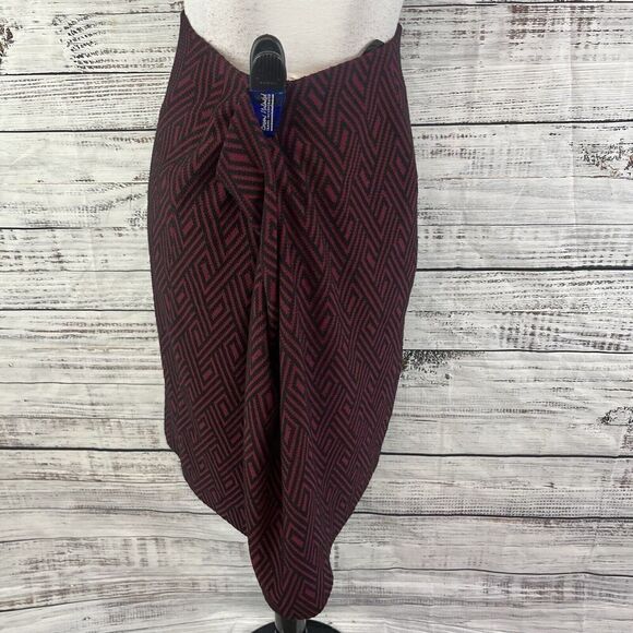 Jones Studio Skirt Plus size 1X Burgundy Black Diamonds Ponte Knit Pencil Knee - Picture 6 of 7